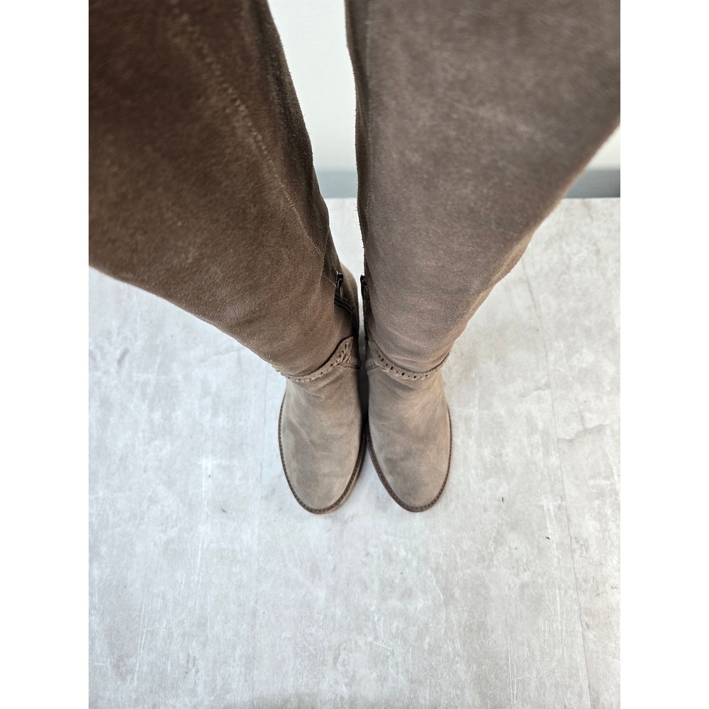 Vince Camuto Over The Knee Block Heel Tall Boots 8 Taupe Suede Fall Western Chic - Picture 2 of 10